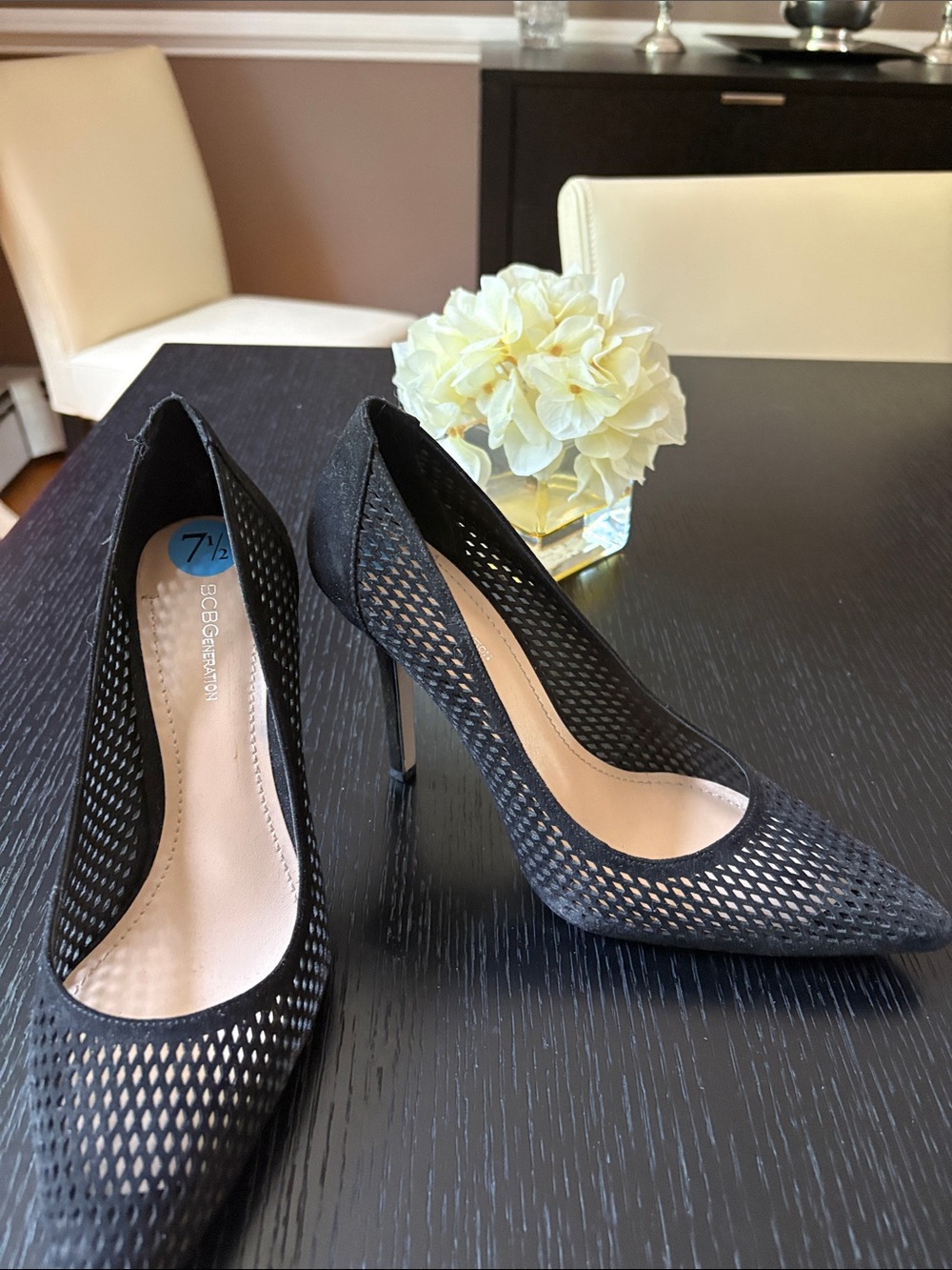 BCBGeneration Black Pointed Mesh Heels - Women - Picture 5 of 5